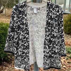 Sarah Spencer black and white cotton floral cardigan